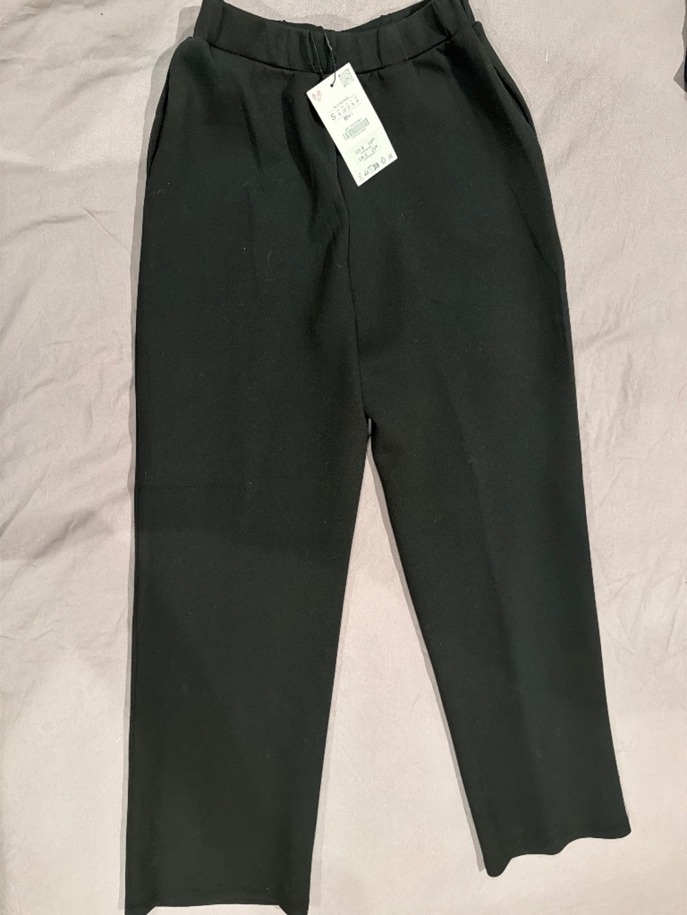 NWT Zara Black Relaxed Straight Leg Pants Size S